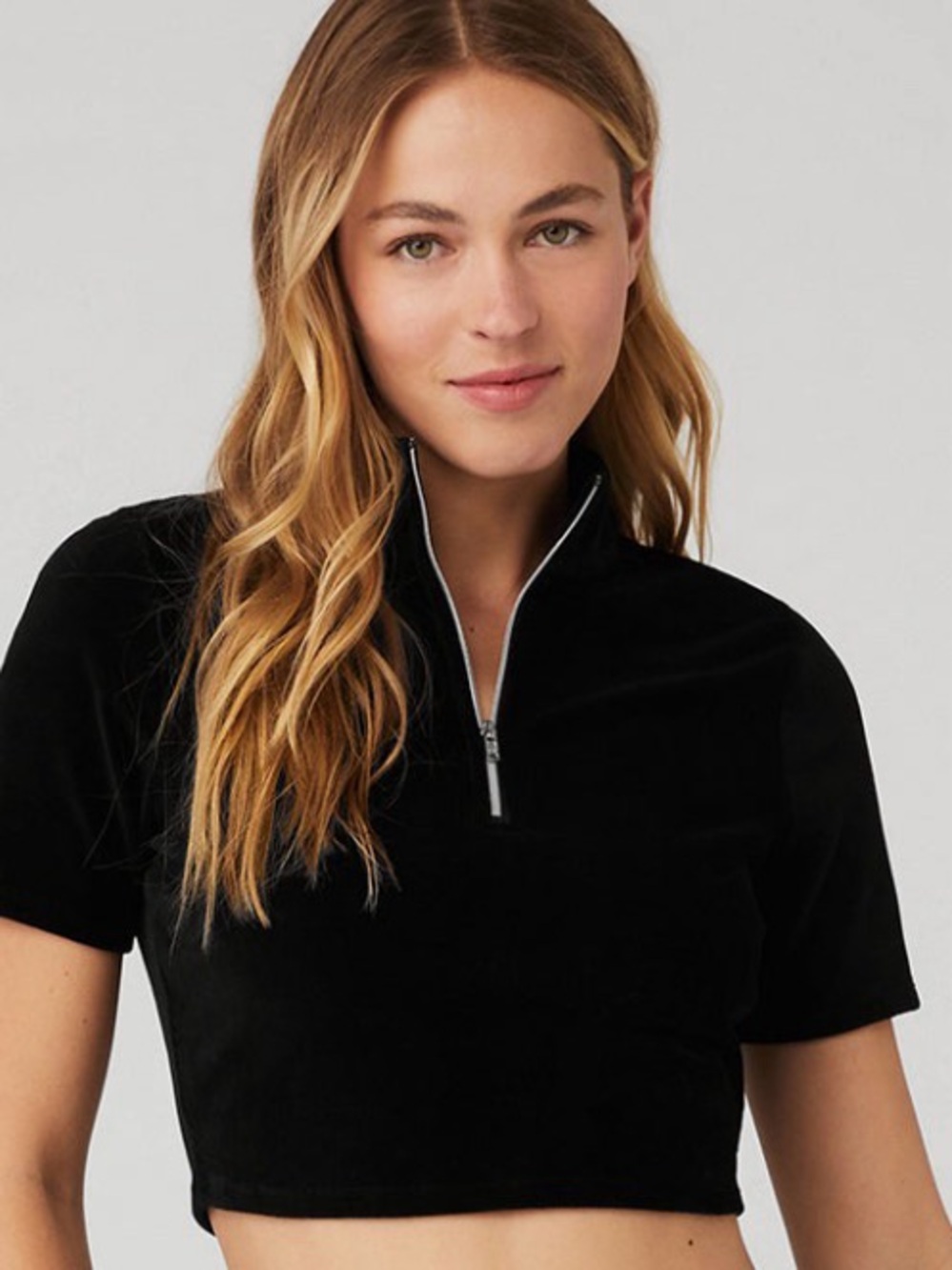 Alo Yoga Micro Corduroy Winter Break Mock Neck Top black